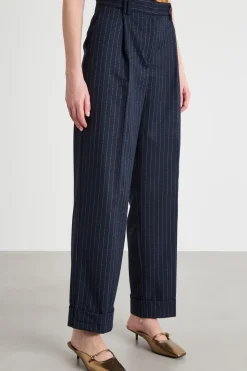 Pantalone ampio in flanella - Blu