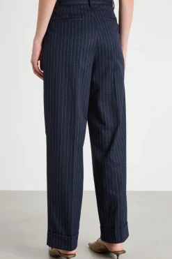 Pantalone ampio in flanella - Blu
