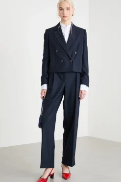 Pantalone ampio in flanella - Blu