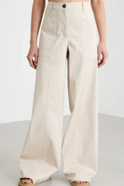 Pantalone ampio in gabardina - Avorio