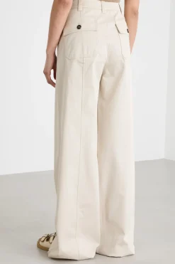 Pantalone ampio in gabardina - Avorio