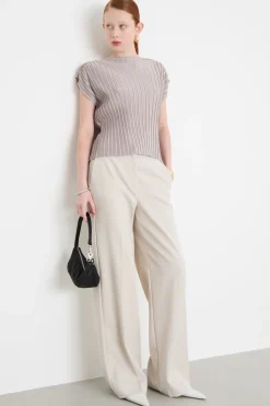 Pantalone ampio in gabardina - Avorio