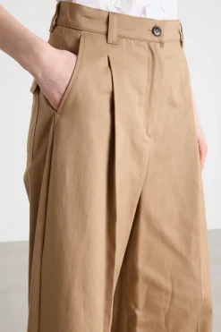 Pantalone ampio in gabardina - Cammello