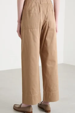 Pantalone ampio in gabardina - Cammello