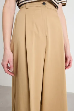 Pantalone ampio in gabardina di cotone - Cammello