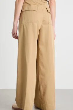 Pantalone ampio in gabardina di cotone - Cammello