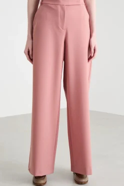 Pantalone ampio in gabardina - Rosa