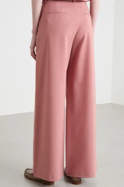Pantalone ampio in gabardina - Rosa