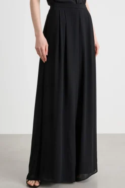 Pantalone ampio in georgette - Nero