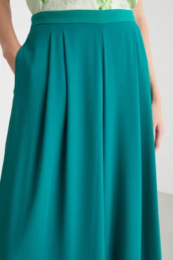 Pantalone ampio in georgette - Verde