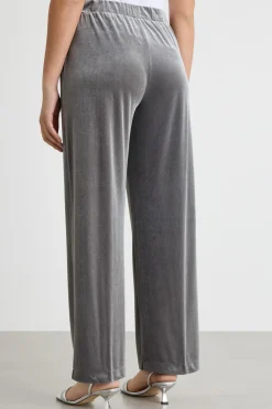 Pantalone ampio in jersey di velluto fluido - Grigio