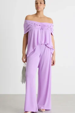 Pantalone ampio in jersey - Lilla