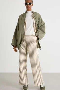 Pantalone ampio in jersey piqué - Beige Cammello