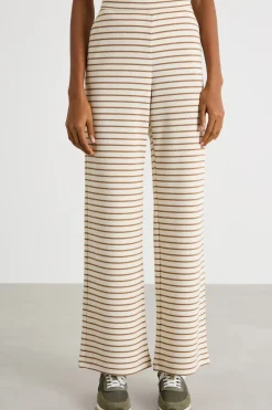 Pantalone ampio in jersey piqué - Beige Cammello