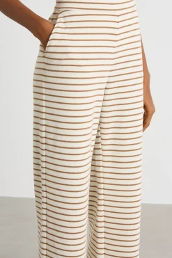 Pantalone ampio in jersey piqué - Beige Cammello