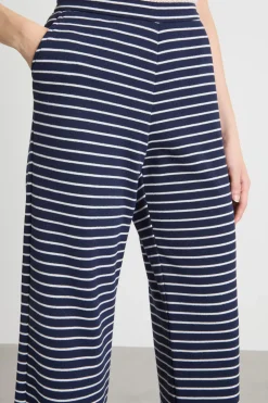 Pantalone ampio in jersey piqué - Blu Bianco