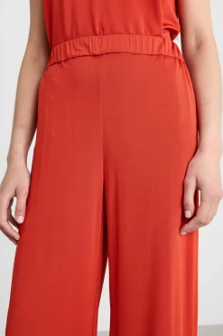 Pantalone ampio in jersey piqué - Rosso