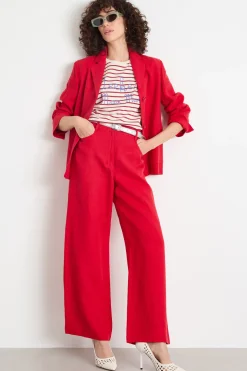 Pantalone ampio in lino - Rosso