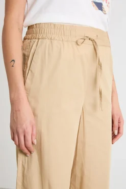 Pantalone ampio in popeline - Cammello