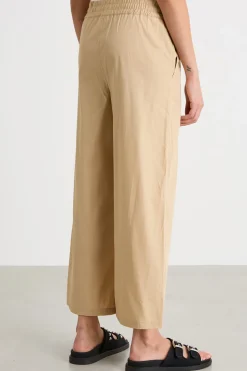 Pantalone ampio in popeline - Cammello