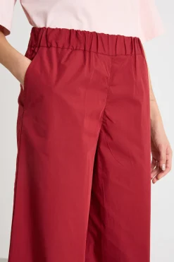 Pantalone ampio in popeline - Rosso