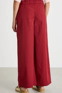 Pantalone ampio in popeline - Rosso