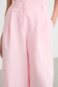 Pantalone ampio in puro lino - Rosa