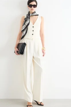 Pantalone ampio in raso - Bianco