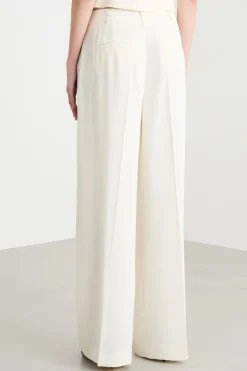 Pantalone ampio in raso - Bianco