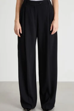 Pantalone ampio in raso - Nero