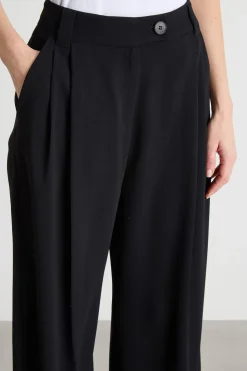 Pantalone ampio in raso - Nero