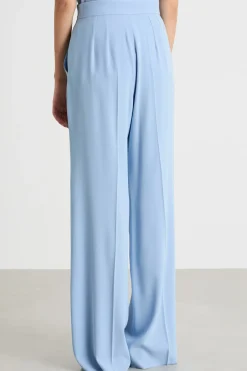 Pantalone ampio in raso opaco - Azzuro