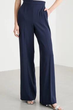 Pantalone ampio in raso opaco - Blu