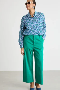 Pantalone ampio in raso - Verde