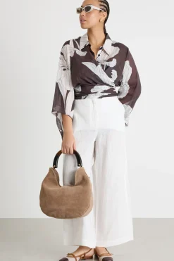 Pantalone ampio in tela - Bianco