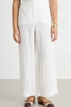 Pantalone ampio in tela - Bianco