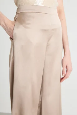 Pantalone ampio in tessuto fluido - Beige