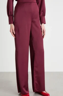 Pantalone ampio in tessuto fluido - Bordeaux