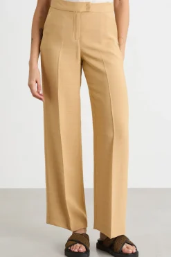 Pantalone ampio in tessuto fluido - Cammello