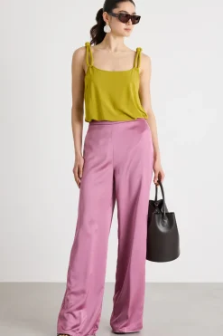 Pantalone ampio in tessuto fluido - Rosa