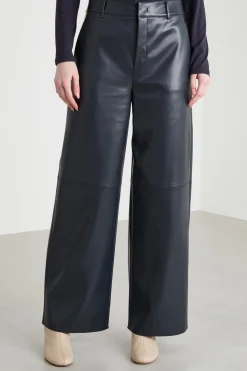Pantalone ampio in tessuto spalmato - Blu