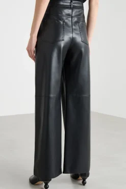 Pantalone ampio in tessuto spalmato - Nero