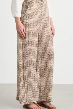 Pantalone ampio in tessuto stampato - Marrone Beige