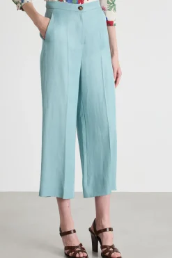 Pantalone ampio in twill - Azzurro