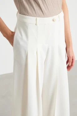 Pantalone ampio in twill - Bianco