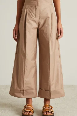 Pantalone ampio in twill di cotone - Beige