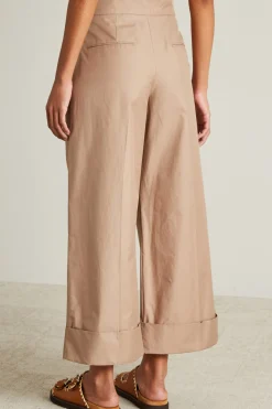 Pantalone ampio in twill di cotone - Beige