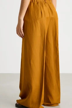 Pantalone ampio in twill - Marrone