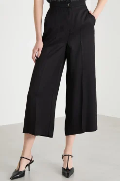 Pantalone ampio in twill - Nero