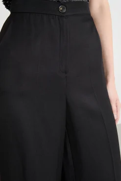 Pantalone ampio in twill - Nero